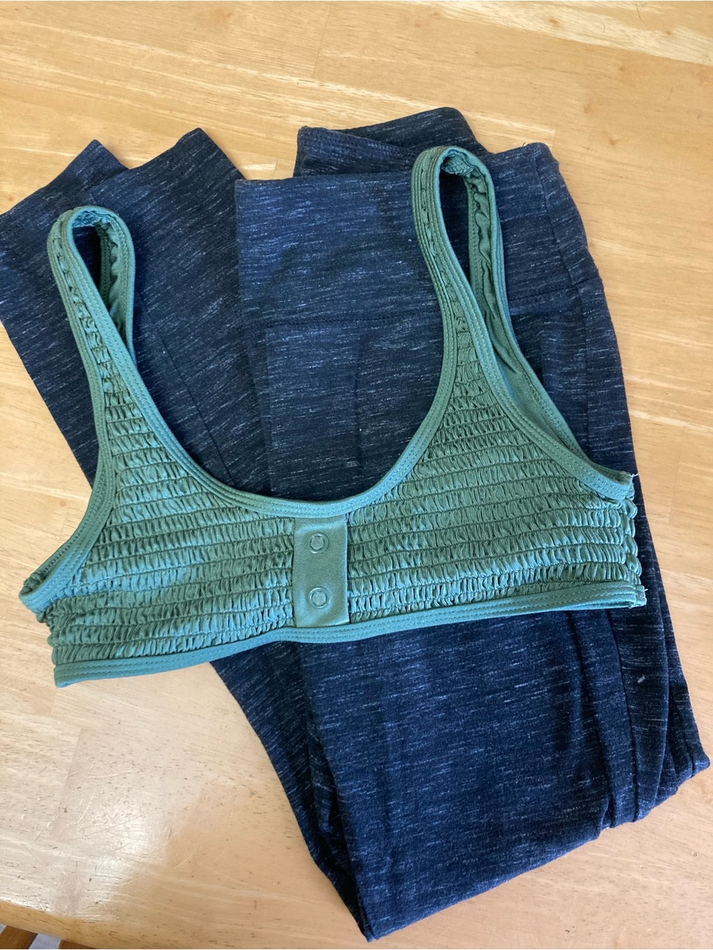 Kendall & Kylie Green Smocked Bralette Top